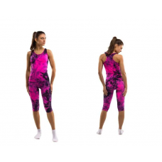 Комплект для фітнеса майка+легінси жіночий Spaio Fitness рожевий флуо L/XL