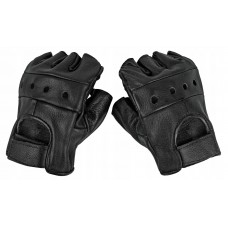Шкіряні рукавиці військові (обрізані )  чорні 12517002