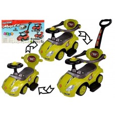 Каталка-толокар з батьківською ручкою Leantoys Mega Car 3in1 Yellow