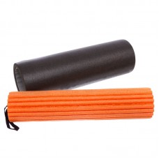 Ролер для йоги та пілатесу масажний Zelart 3 в 1 FI-0271 (45см, чорно-оранжевий)