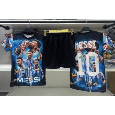 Футбольна форма дитяча Messi 10 чорна-синя Футбольна форма дитяча Messi 10 чорна-синя